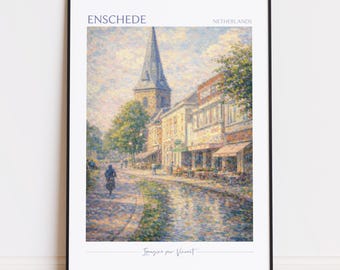 Enschede Travel Art Print, Netherlands Cityscape (Semi-Gloss Paper)