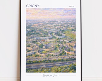 Grigny Print - Grigny Kunst - Grigny Poster - Grigny Gemälde Frankreich Reiseplakat