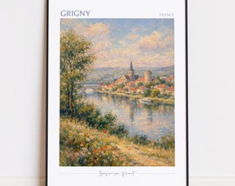 Grigny Print - Grigny Kunst - Grigny Poster - Grigny Gemälde Frankreich Reiseplakat