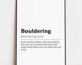 Lámina de escalada en bloque - Regalo artístico de escalada en bloque - Póster con la definición de escalada en bloque - Arte mural de escalada en bloque