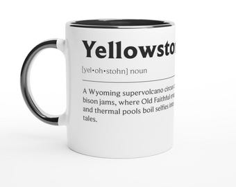 Yellowstone Coffee Mug: Playful Poster Style - Dishwasher Safe