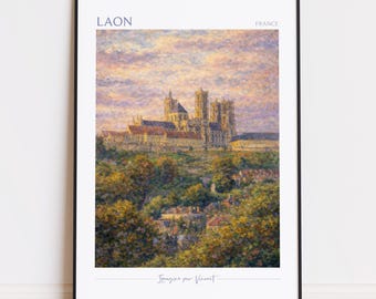 Laon Druck - Laon Kunst - Laon Poster - Laon Malerei Frankreich Reise Poster