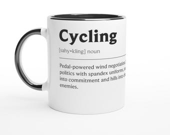 Cycling Mug: Humorous Dictionary Print - Dishwasher Safe