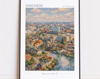 Enschede Poster: Colorful Impressionism Style - Semi-Gloss Paper