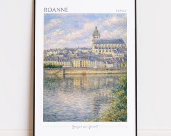Roanne Druck - Roanne Kunst - Roanne Poster - Roanne Malerei Frankreich Reiseplakat