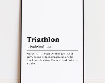 Impression triathlon - Art cadeau triathlon - Poster définition triathlon - Art mural triathlon