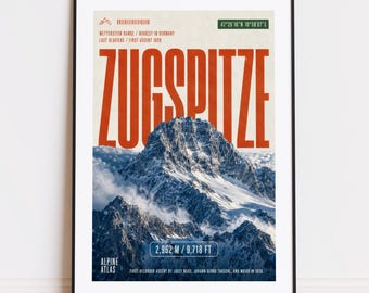 Zugspitze print : mountain poster for climbers and mountaineers poster