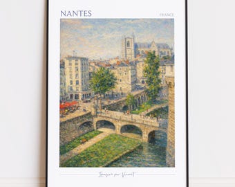 Nantes Print - Nantes Art - Nantes Poster - Nantes Painting France poster