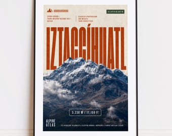 Impresión iztaccíhuatl: póster de montaña para escaladores y montañeros