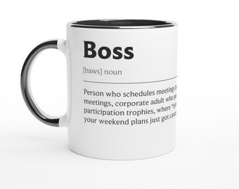Boss Coffee Mug - Funny Dictionary Design, Ceramic 11oz
