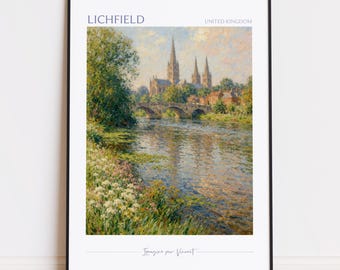 Lichfield Druck - Lichfield Kunst - Lichfield Poster - Lichfield Gemälde Vereinigtes Königreich Druck