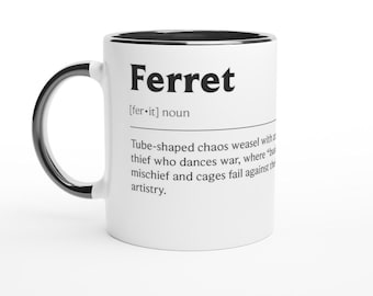 Ferret Mug - Cute Dictionary Style, Ceramic Coffee Cup
