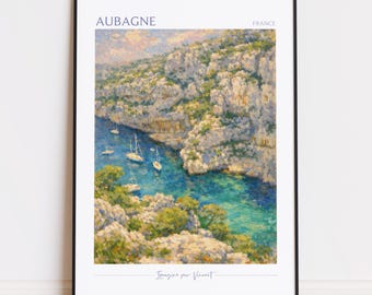 Aubagne Print - Aubagne Art - Aubagne Poster - Aubagne Painting France Travel Poster