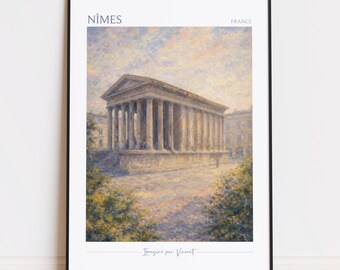 Nîmes Print - Nîmes Art - Nîmes Poster - Nîmes Painting France poster