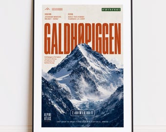Impresión de Galdhøpiggen: póster de montaña para escaladores y montañeros.
