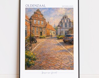 Oldenzaal konsttryck: Livfull holländsk stadsaffisch