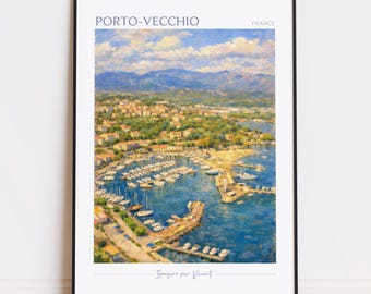 Porto-Vecchio Druck - Porto-Vecchio Kunst - Porto-Vecchio Poster - Porto-Vecchio Gemälde Frankreich Reiseplakat