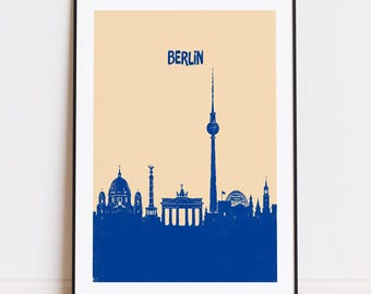Berlin Germany print : Beige Blue Travel Poster Berlin poster
