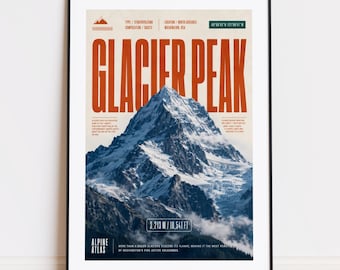 Glacier Peak print : mountain poster for climbers and mountaineers poster