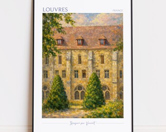 Louvres Druck - Louvres Kunst - Louvres Poster - Louvres Malerei Frankreich Reise Poster