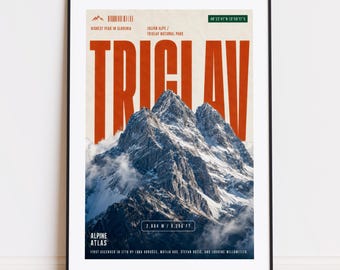 Triglav print : mountain poster for climbers and mountaineers poster