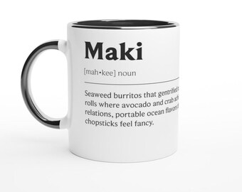 Taza Maki: Diseño ingenioso con palabras (Cerámica, 325 ml)