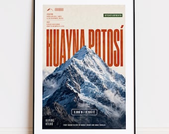 Huayna Potosí print : mountain poster for climbers and mountaineers poster