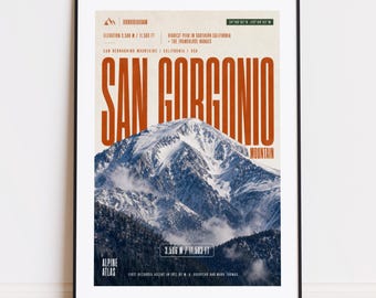 Lámina de la montaña San Gorgonio: póster de montaña para escaladores y montañeros.