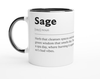 Sage Coffee Mug: Playful Word Art - Ceramic, 11oz