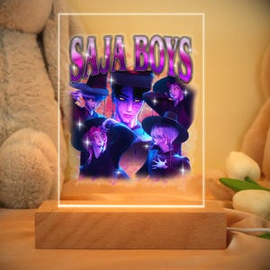 Kpop Demon Hunters Night Light,Kpop Saja Boys LED Lamp,Demon Hunters Fan Art,Acrylic Gift For Kpop Saja Boys Fan,Kpop idol Group Night Lamp
