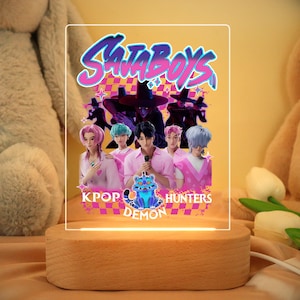 Kpop Demon Hunters Night Light,Kpop Saja Boys LED Lamp,Demon Hunters Fan Art,Acrylic Gift For Kpop Saja Boys Fan,Kpop idol Group Night Lamp