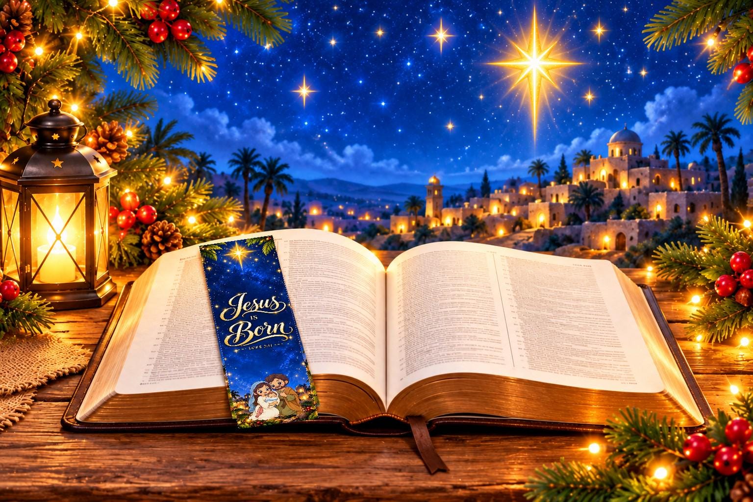 Christian Christmas Bible Bookmarks Printable, 12 Nativity Designs in English and Spanish, PNG and PDF · vista 2