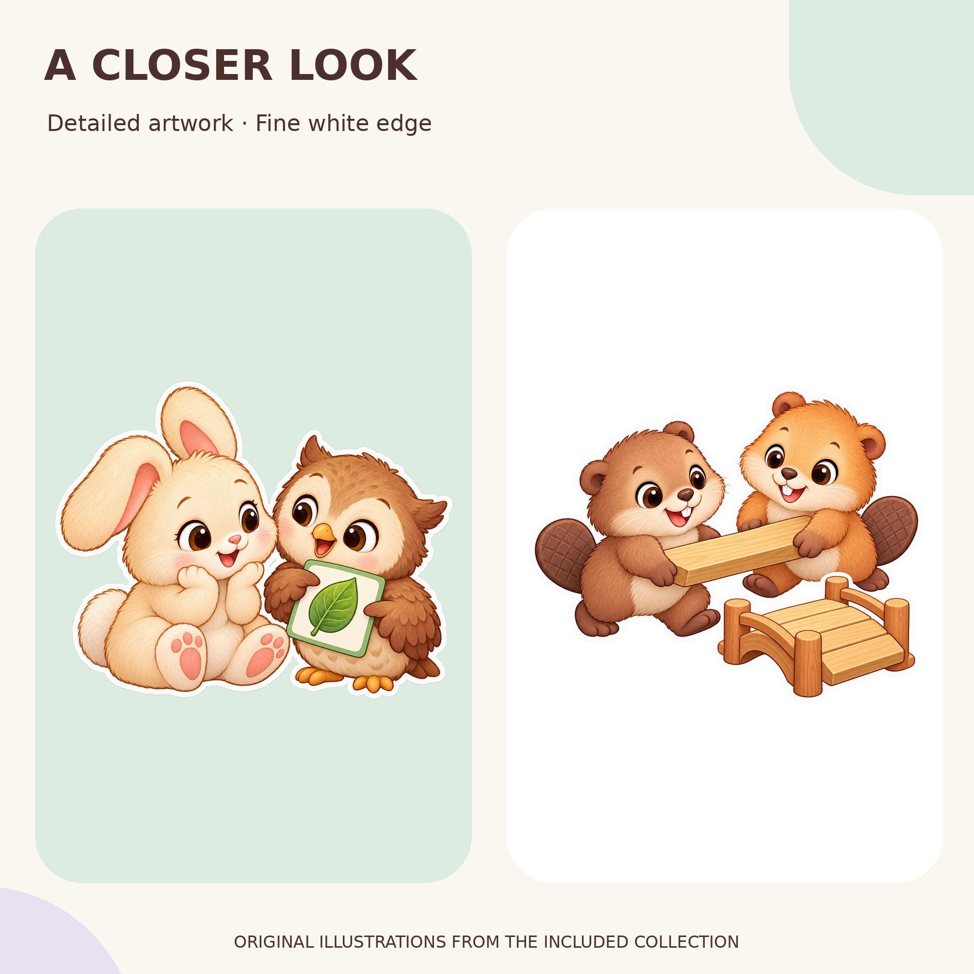 Kawaii Animal Reward Stickers for Kids, 72 PNG, English Spanish Printable · vista 2
