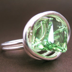Kelly Cocktail Ring: Swarovski crystal, fine silver wire image 1