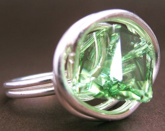 Kelly Cocktail Ring: Swarovski crystal, fine silver wire