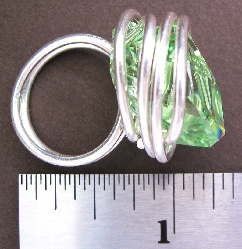 Kelly Cocktail Ring: Swarovski crystal, fine silver wire image 4