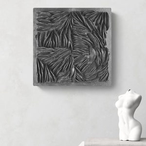 metallic black clay ripples textured wall art