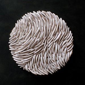White Clay Wave Sculpture: Parametric Wall Art, Custom Size