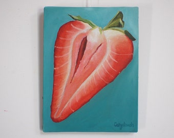 Strawberry  Painting - Original Original Still Life Kitchen Picture