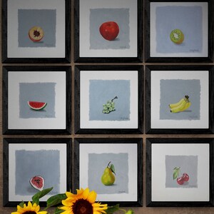 Pittura a olio di mela - Frutta mela rossa deliziosa Natura morta Pittura Pittura a olio originale su carta