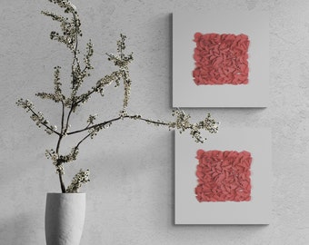Textured Modern Organic Wall Art on Canvas in Flamingo Pink - Modern Minimalist Art Dimensional Tactile Wall Decor