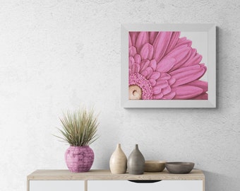 Pink Gerbera Daisy Flower Textured String Art Painting for Bedroom or Living Room Decor