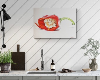 Large Red Pepper Kitchen Still Life Hyper Realistic Wall Art Oil Painting on Canvas
