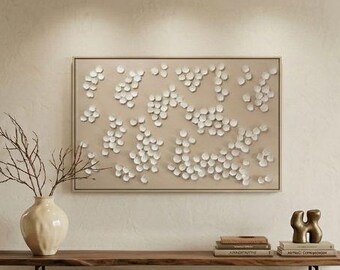 Cherry Blossom Wall Art on Canvas, Japanese Sakura 3D Floral Decor, Minimalist Dimensional Flowers
