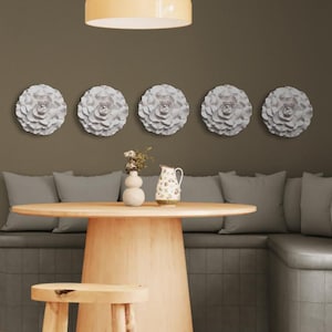 Hand-Sculpted Cream Clay Camellia Flower Wall Art - Luxury Interior Design Decor