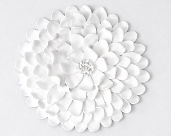 Large Dimensional Flower Wall Art: Cream White Sculpture Decor