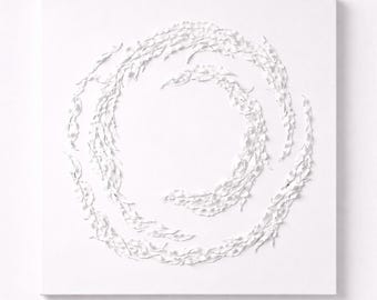 Wild Olive Leaf Sculptural Wall Art - Modern Organic 3D White on White Minimalist Decor
