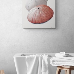 Bathroom Sea Urchin Wall Art Decor in Pink Coastal Art Seashells in Pastel Colors Dimensional Textured Art image 10