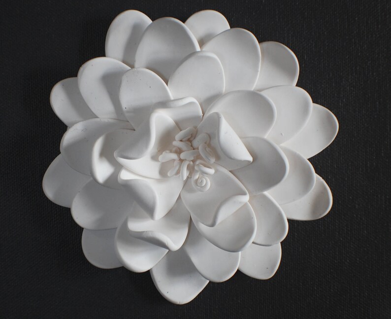 Flowers Wall Sculptures Art Dimensional Wall Decor Accents in White image 2