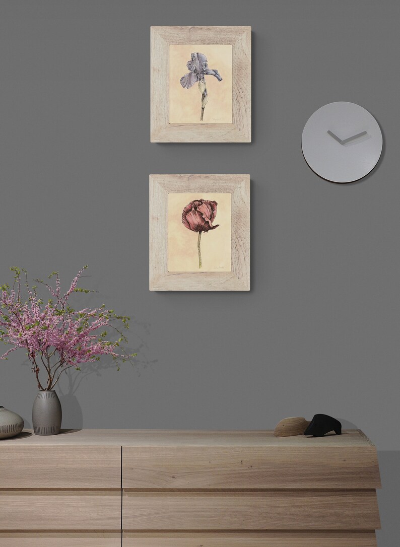 Poppy Flower Art Print Pen & Ink Botanical Flower Wall Art Vintage Look Papaver Giclee 8x10 Limited Edition image 4